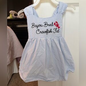 Bayou Bred Crawfish Fed Blue & White Striped Sundress